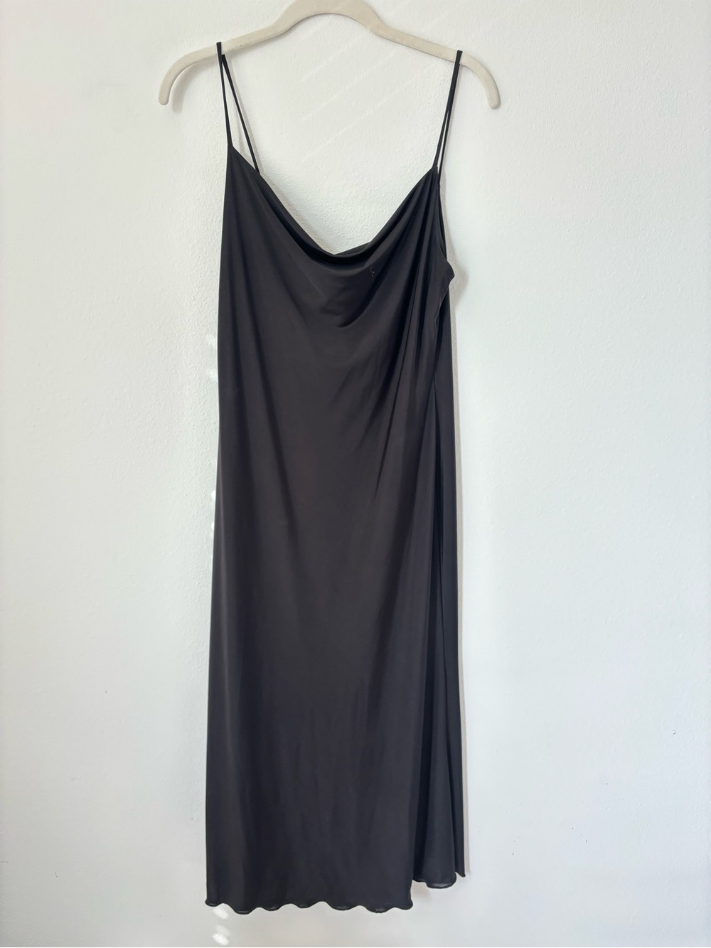Sincerely Jules Black Satin Cowl Midi Slip Dress